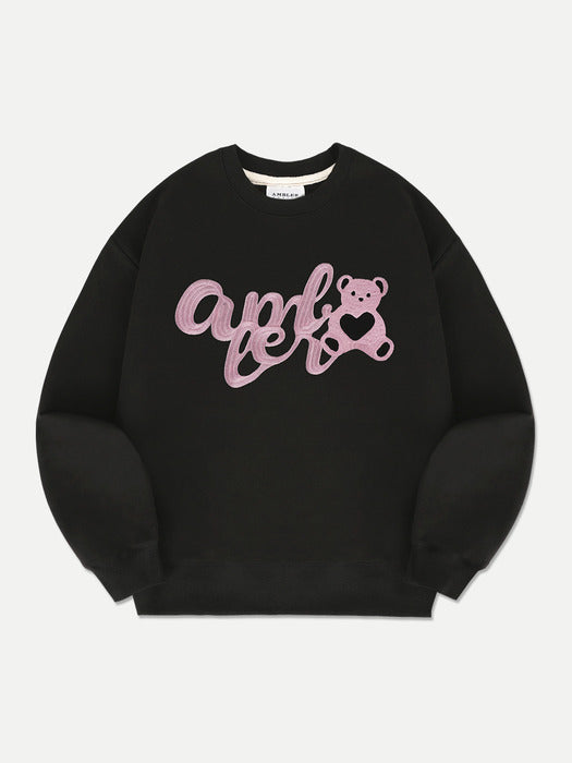 [ambler] Heart bear Sweatshirts AMM1306 (Black)