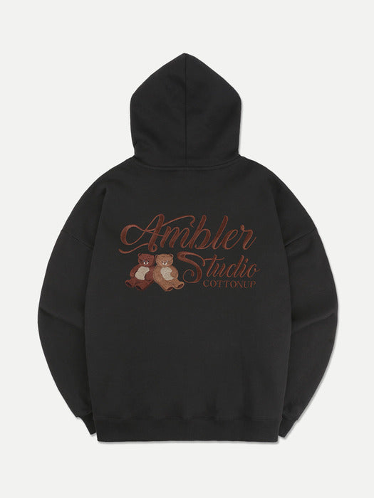 [ambler] Cotton up Hoodie Zip-Up Jacket AZIP801 (Black)