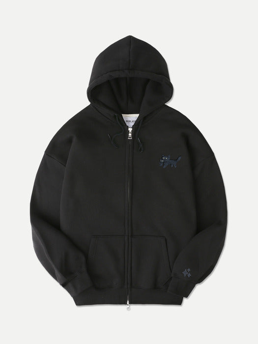 [ambler] Black cat Hoodie Zip-Up Jacket AZIP802 (Black)