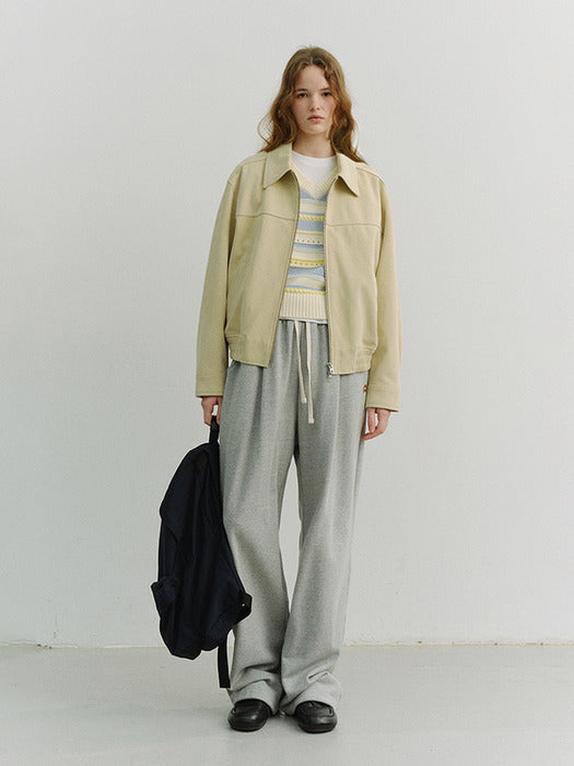 Dunst Unisex Leather Logo Wide Sweat Pants Melange Grey