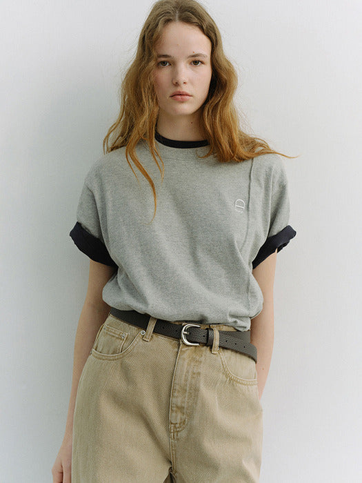 Dunst Unisex Logo Crease T-Shirt Melange Grey