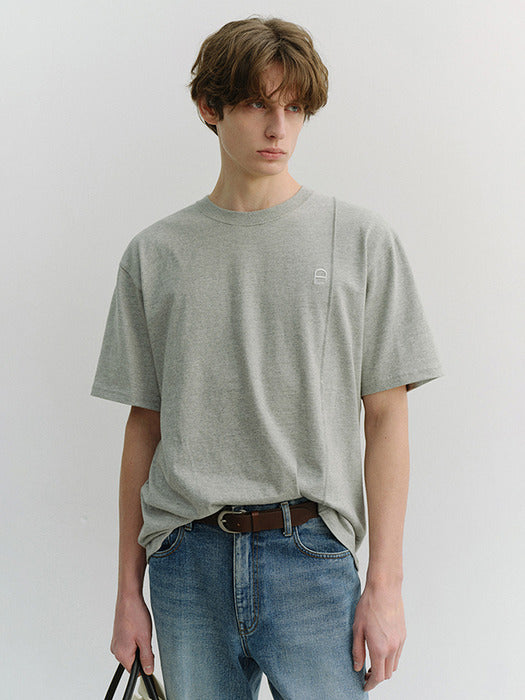 Dunst Unisex Logo Crease T-Shirt Melange Grey