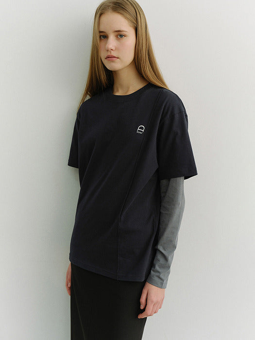 [dunst] UNISEX LOGO CREASE T-SHIRT FRENCH NAVY_UDTS6A111N2