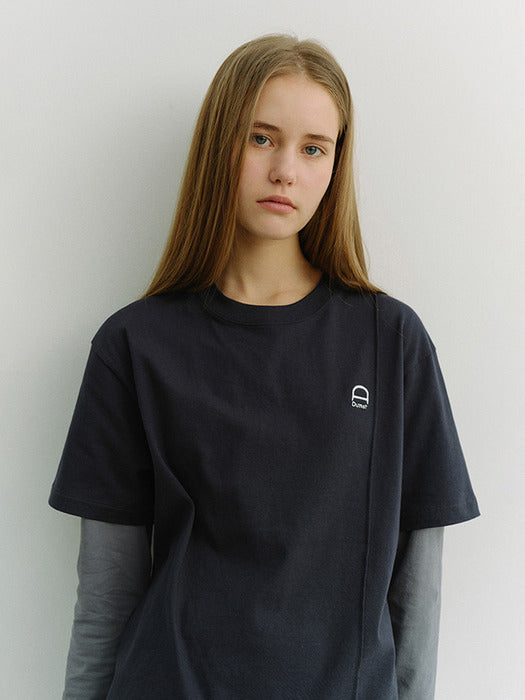 [dunst] UNISEX LOGO CREASE T-SHIRT FRENCH NAVY_UDTS6A111N2