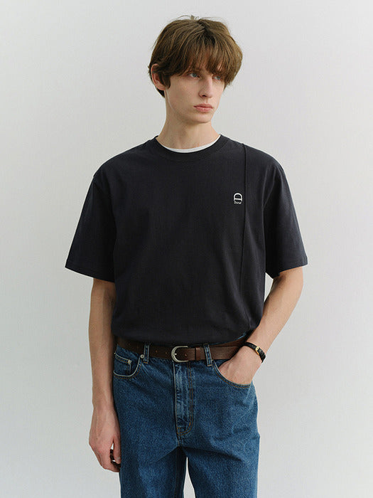 Dunst Unisex Logo Crease T-Shirt French Navy