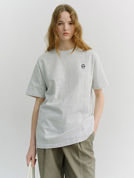 Dunst Unisex Logo Crease T-Shirt Light Melange Grey