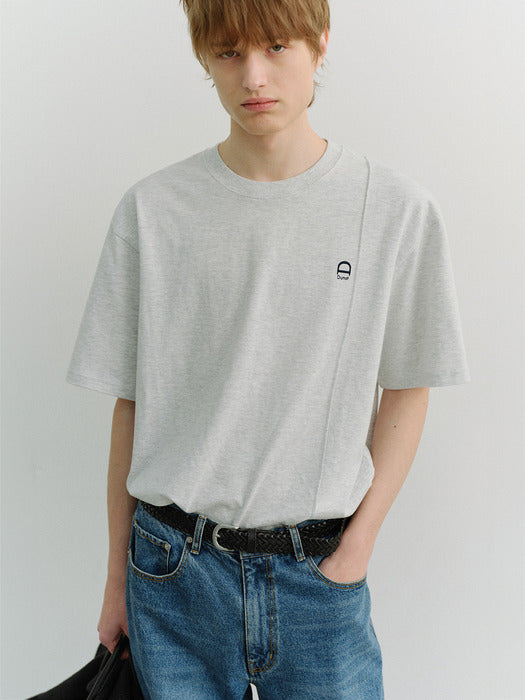 Dunst Unisex Logo Crease T-Shirt Light Melange Grey