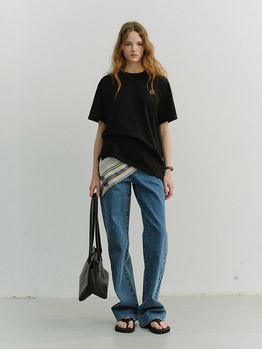 Dunst Unisex Logo Crease T-Shirt Black
