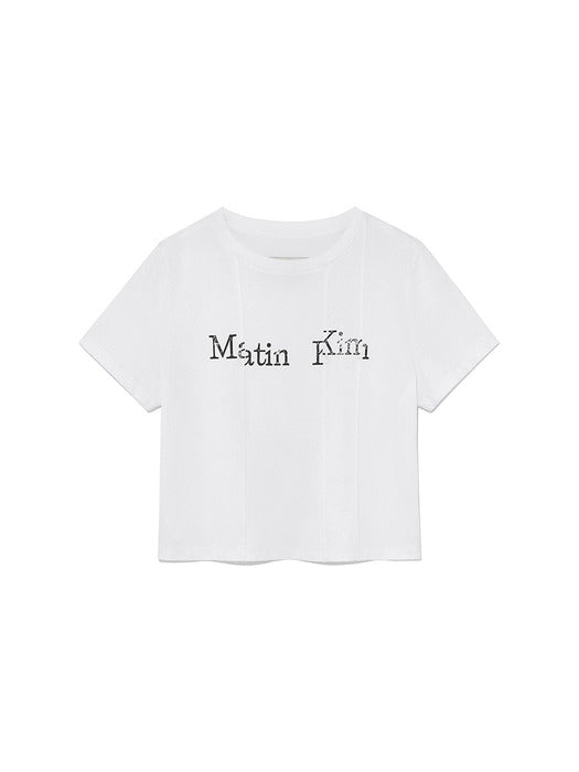 UNBALANCE TYPO LOGO CROP TOP IN WHITE