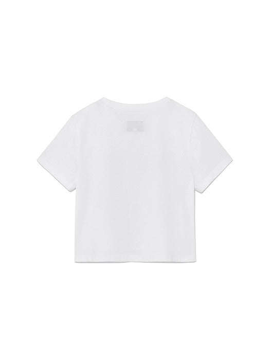 UNBALANCE TYPO LOGO CROP TOP IN WHITE