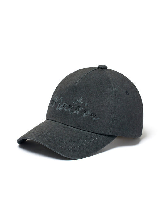 COTTON WASHED CRACK LOGO BALL CAP IN CHARCOAL