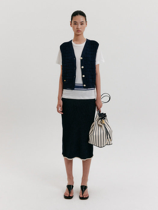Eenk Straight Knit Skirt - Navy
