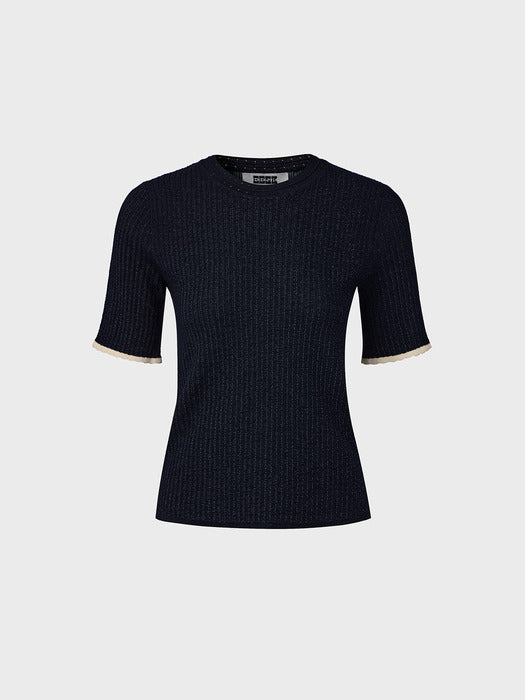 Eenk Contrast Knit Top - Navy