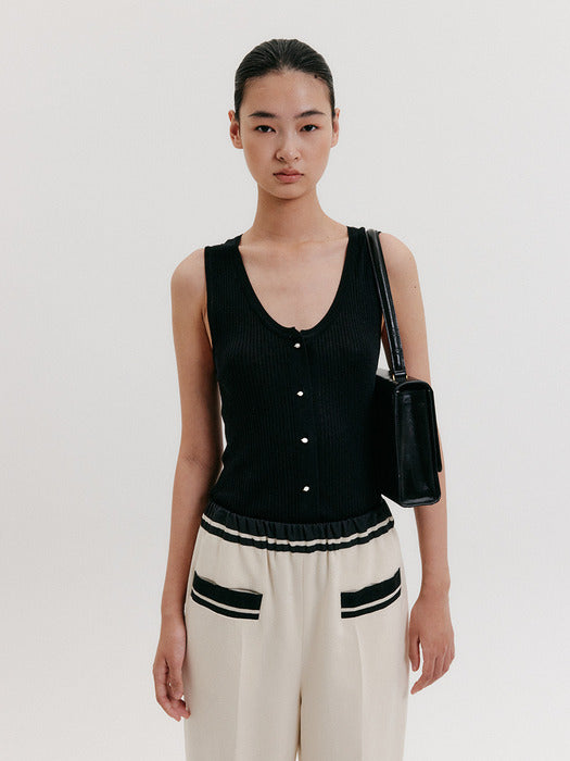Eenk Round Neck Knit Vest - Black