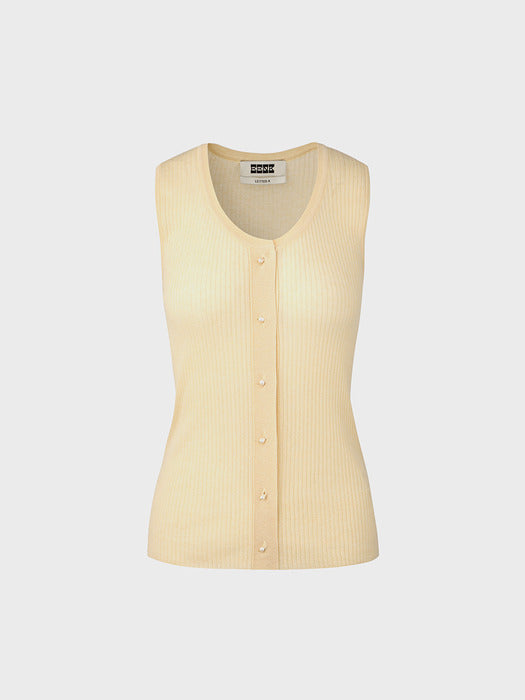 Eenk Round Neck Knit Vest - Cream
