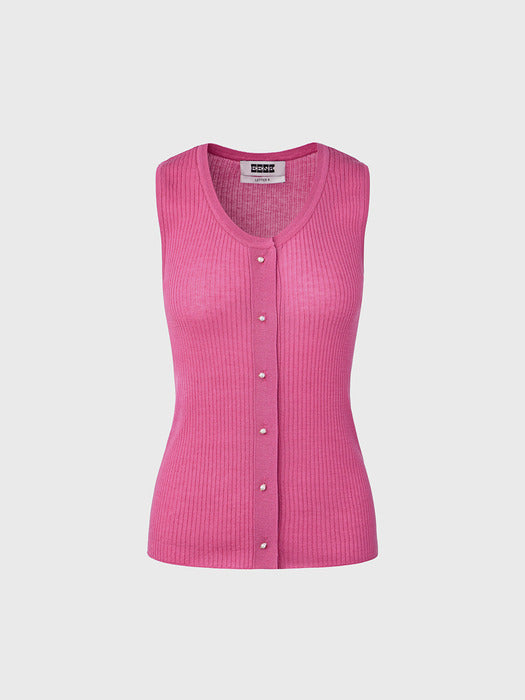 Eenk Round Neck Knit Vest - Pink