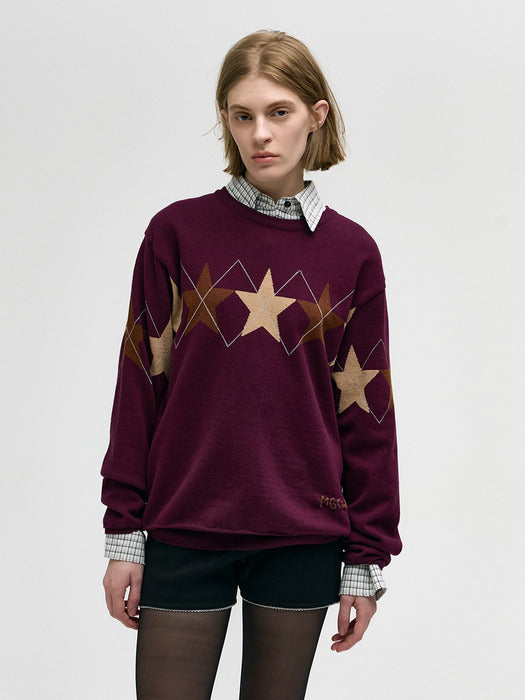 Margesherwood Marge Star Crew Neck Pullover burgundy