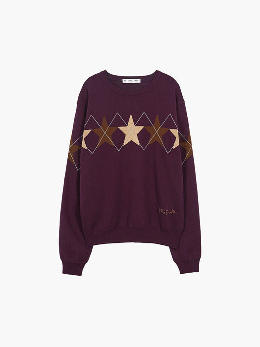 MARGE STAR CREW NECK PULLOVER_burgundy