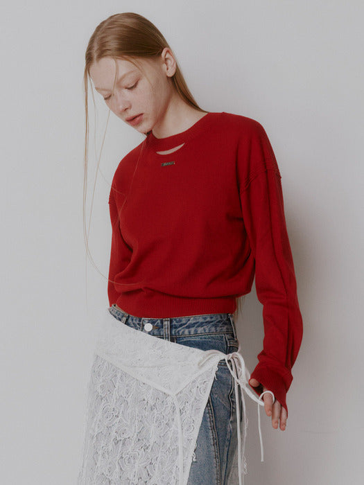 Raive Neck Slit Detail Knit