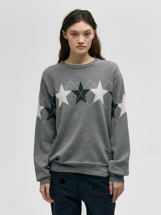 MARGE STAR CREW NECK PULLOVER_melange grey