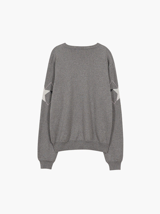 Margesherwood Marge Star Crew Neck Pullover melange grey
