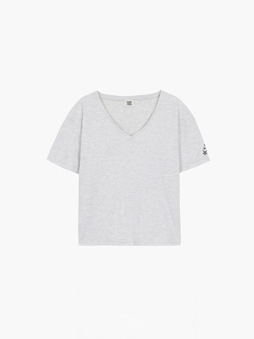 SHABBY V-NECK T-SHIRT_light grey