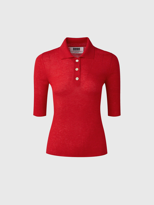 Eenk Half Sleeve Knit Top - Red