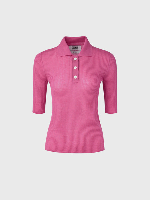 Eenk Half Sleeve Knit Top - Pink
