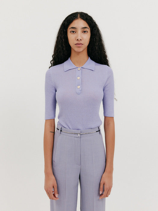 Eenk Half Sleeve Knit Top - Lavender