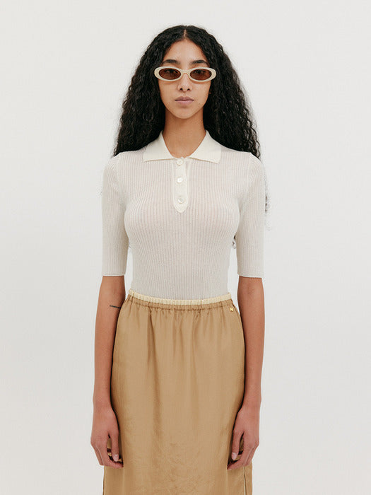 Eenk Half Sleeve Knit Top - Cream