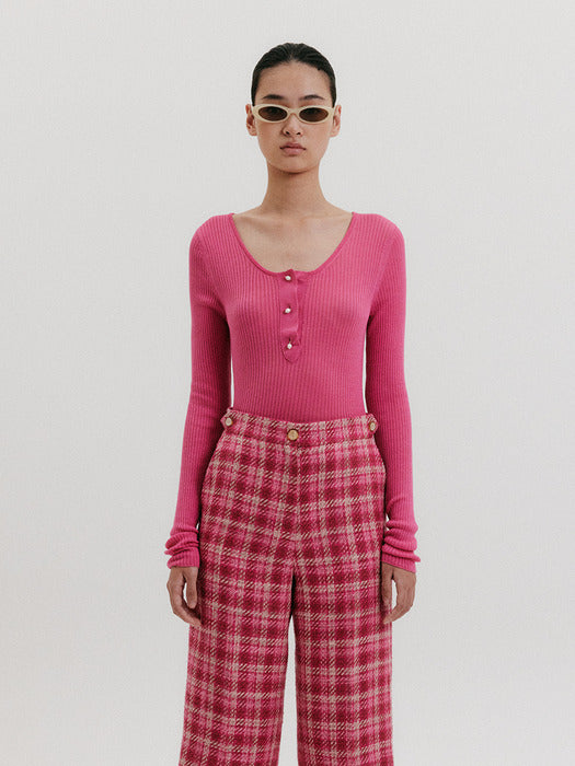 Eenk Round Neck Knit Top - Pink