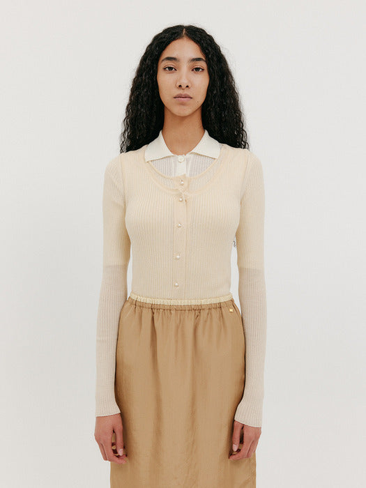 Eenk Round Neck Knit Top - Cream