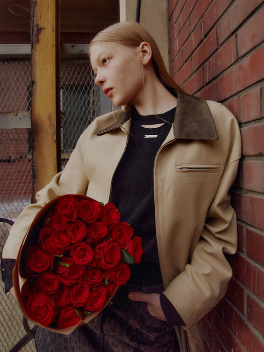 Raive Cotton Work Jacket in Beige