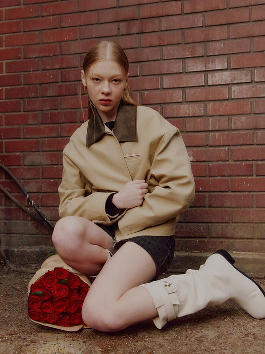 Raive Cotton Work Jacket in Beige