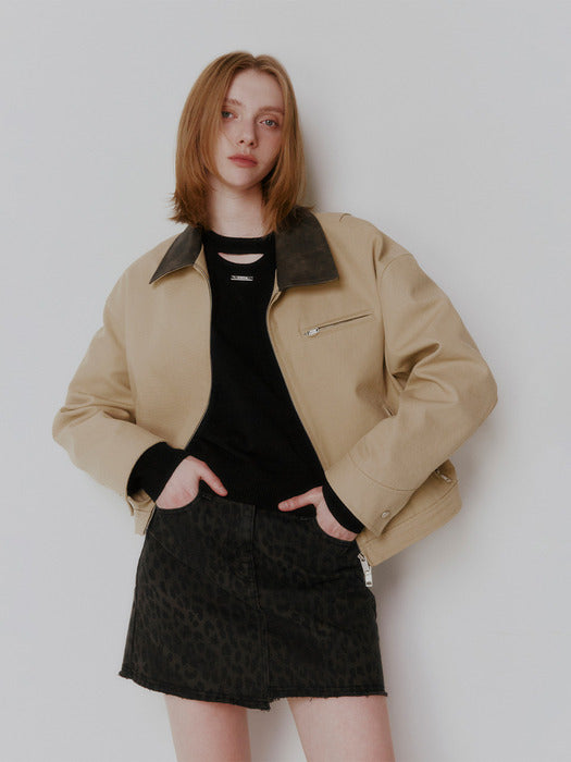 Raive Cotton Work Jacket in Beige