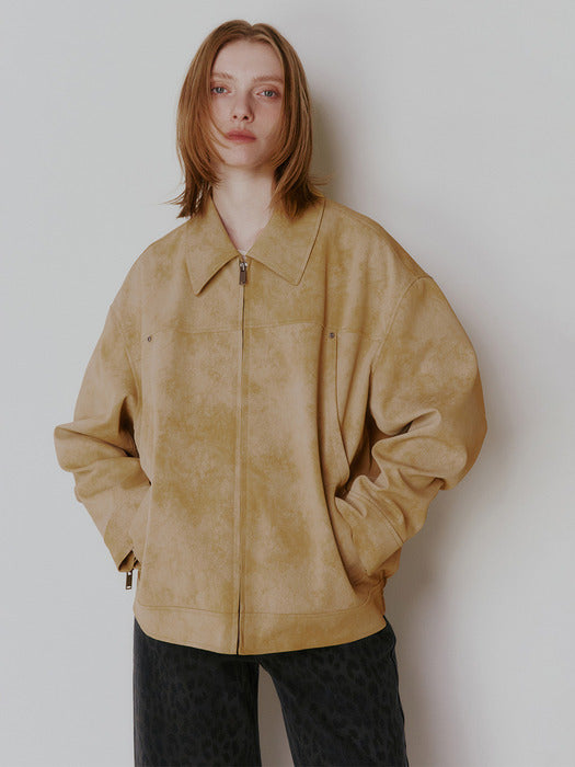 [raive] Overfit Suede Jacket in Beige Vl5Sm023-91