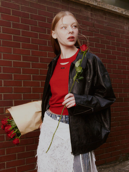 [raive] Overfit Leather Jacket in Black VL5SM022-10