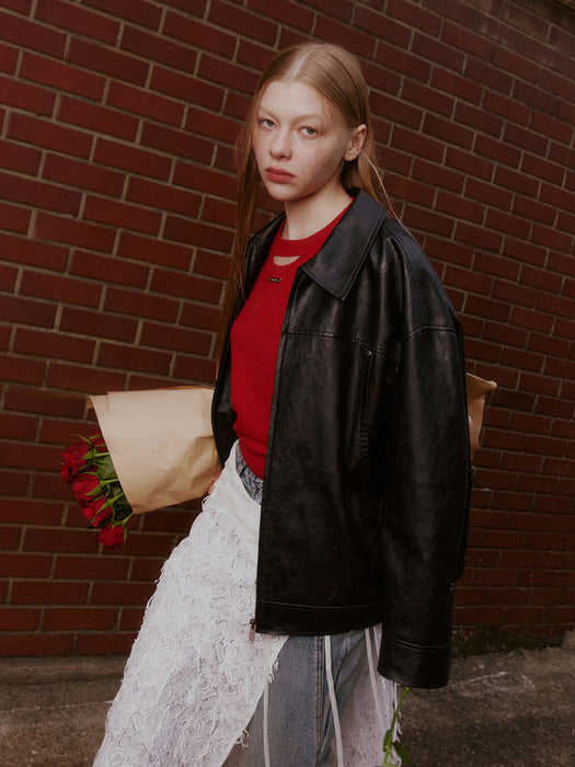 [raive] Overfit Leather Jacket in Black VL5SM022-10