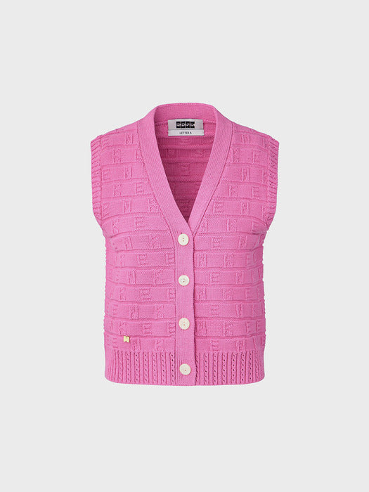 Eenk Logo Jacquard Knit Vest - Pink