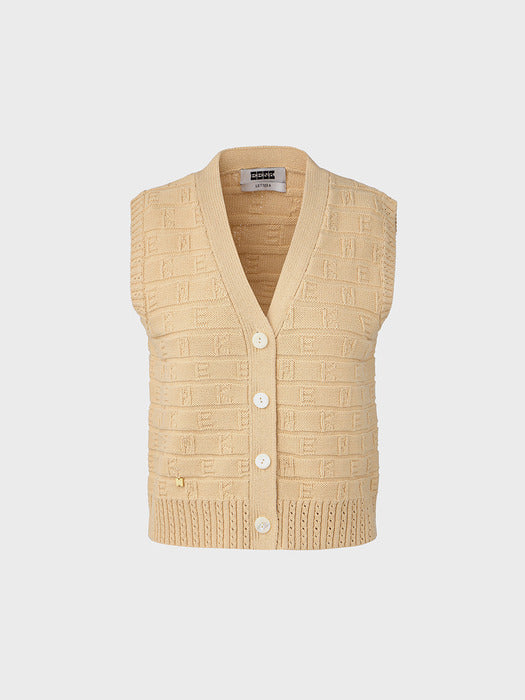 Eenk Logo Jacquard Knit Vest - Beige