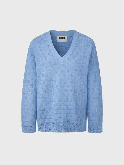 [EENK] Logo Jacquard Knit Pullover - Sky Blue