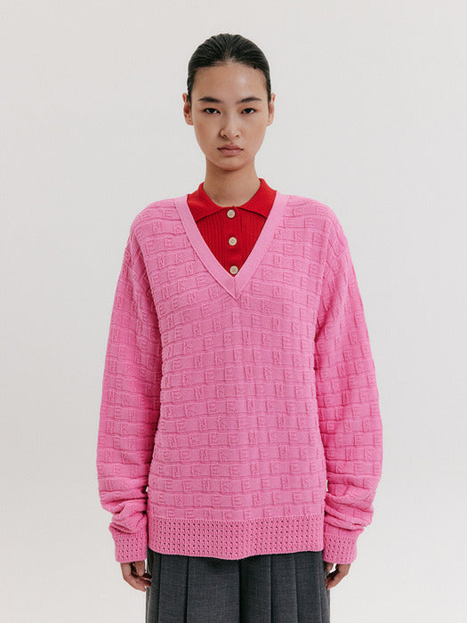 Eenk Logo Jacquard Knit Pullover - Pink