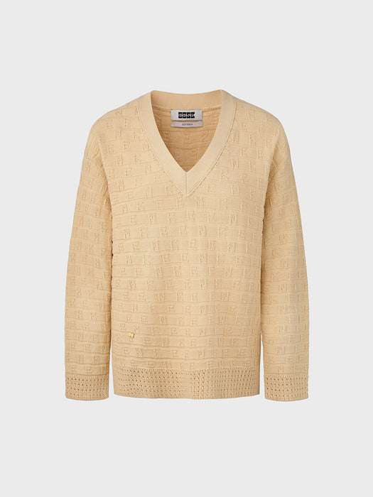 Eenk Logo Jacquard Knit Pullover - Beige