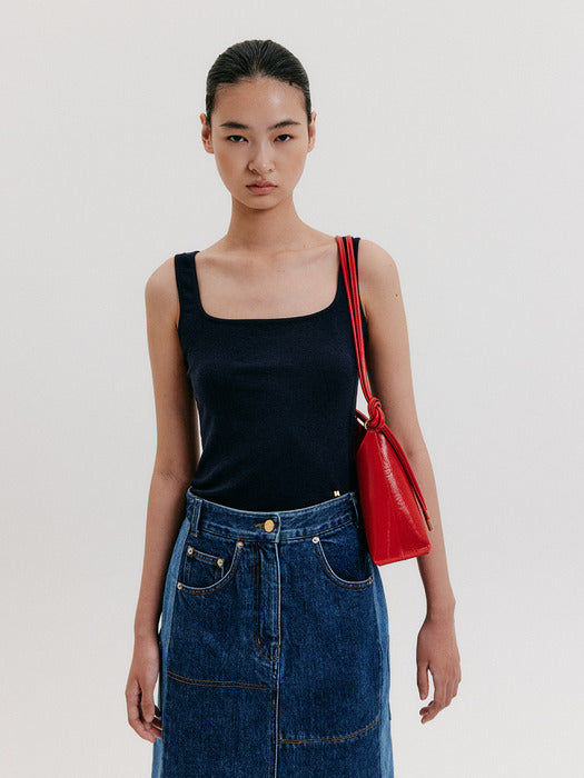 Eenk Square Neck Sleeveless Top - Navy