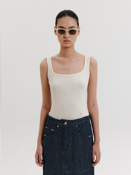 Eenk Square Neck Sleeveless Top - Ivory