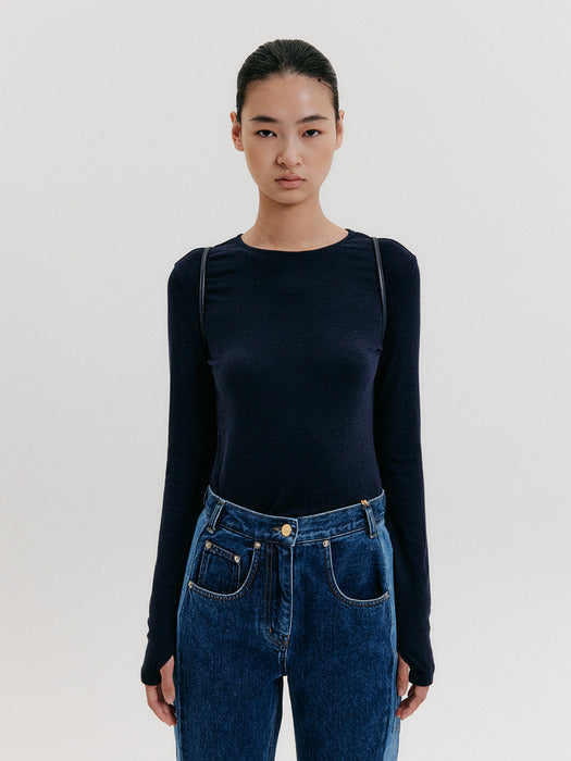 Eenk Rib Jersey T-shirts - Navy