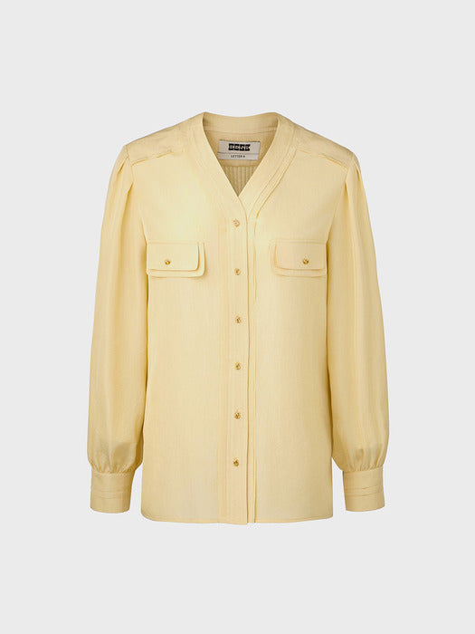 Eenk Oversized V-neck Blouse - Yellow