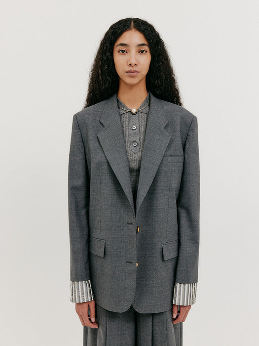 Eenk Single-Breasted Blazer - Grey