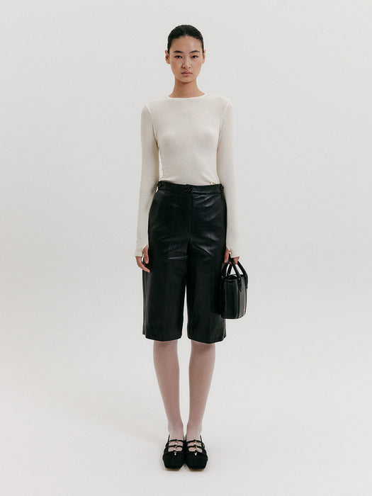 Eenk Bermuda Leather Shorts - Black