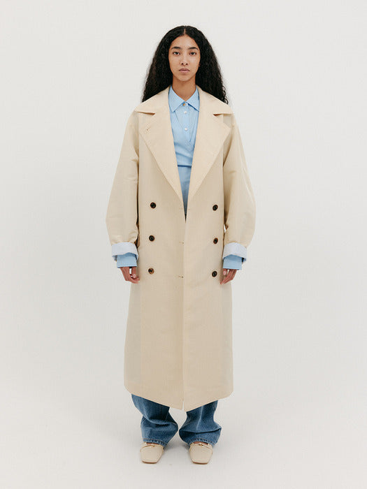 Eenk Oversized Long Peacoat - Beige